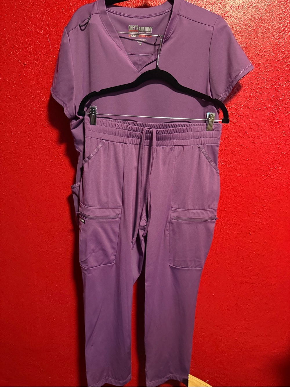 181. Preloved Grey's Anatomy Purple Straight Leg Scrub Set